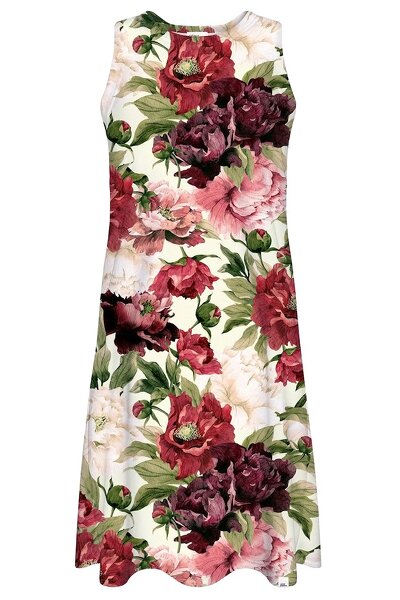 Sukienka na ramiączkach w czerwone kwiaty