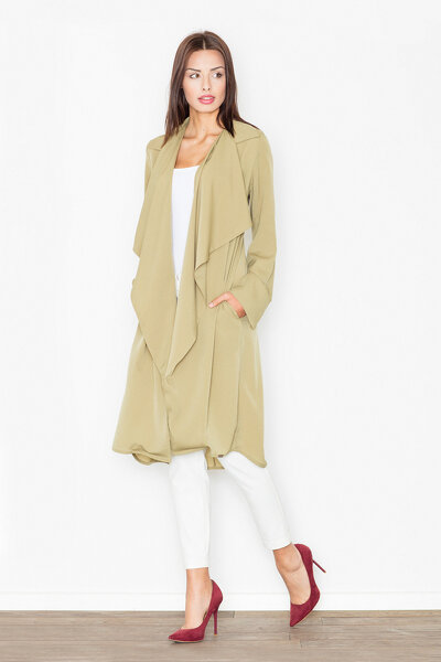 Luźna sukienka z paskiem w oliwkowym kolorze