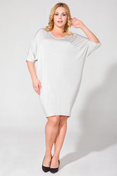 Jasnoszara sukienka size plus