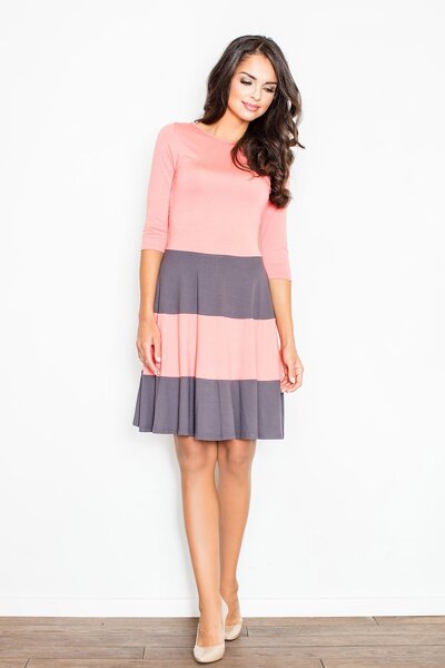 Rozkloszowana sukienka w kolorze koral