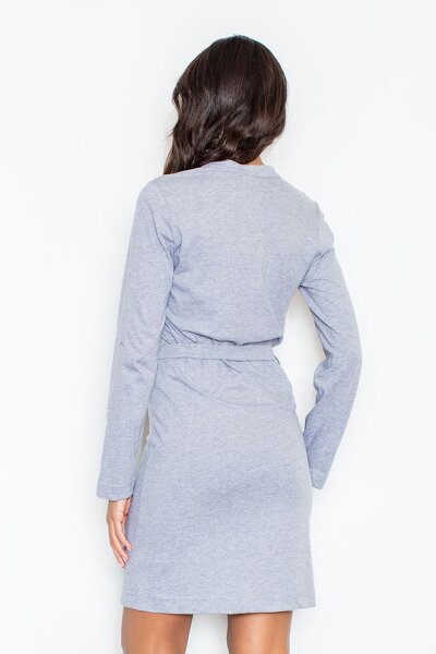 Szara sukienka z paskiem