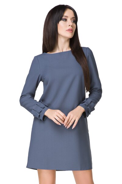 Lekko rozkloszowana sukienka mini w niebieskim kolorze