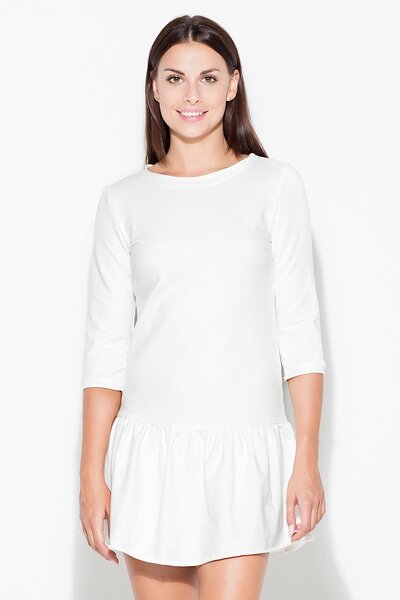 Sukienka z falbaną w kolorze ecru