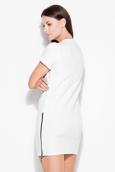 Sukienka z ozdobnym suwakiem w kolorze ecru