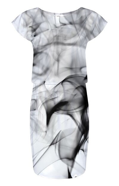 Sukienka midi z czarnymi nadrukami