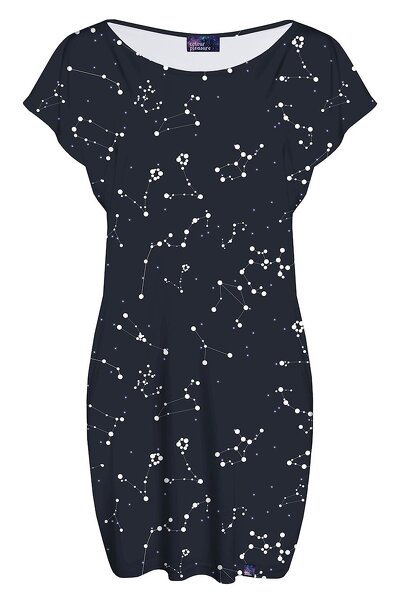 Czarna sukienka mini z białymi wzorkami