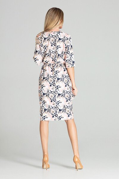 Sukienka z szeroką gumką w pasie w pastelowy wzór panterki