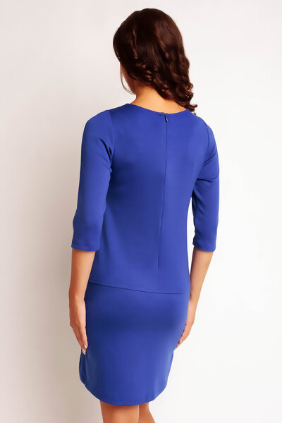 Niebieska sukienka mini z rękawem 3/4