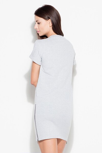 Sukienka z ozdobnym suwakiem w szarym kolorze