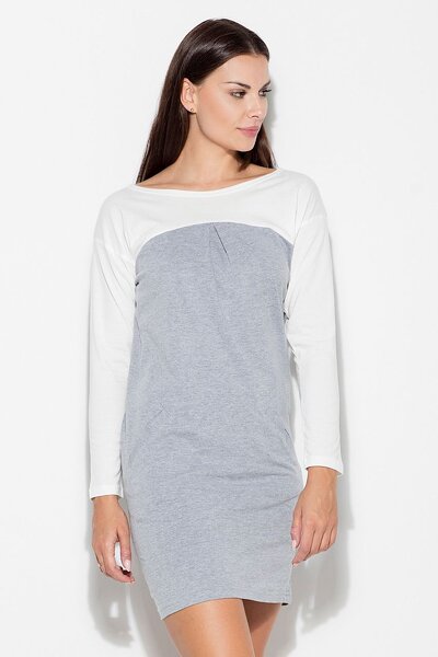 Bawełniana sukienka z kieszeniami w szarym kolorze