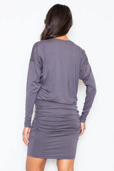 Szara marszczona sukienka