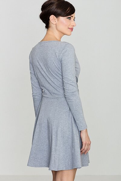 Szara sukienka z kopertowym dekoltem