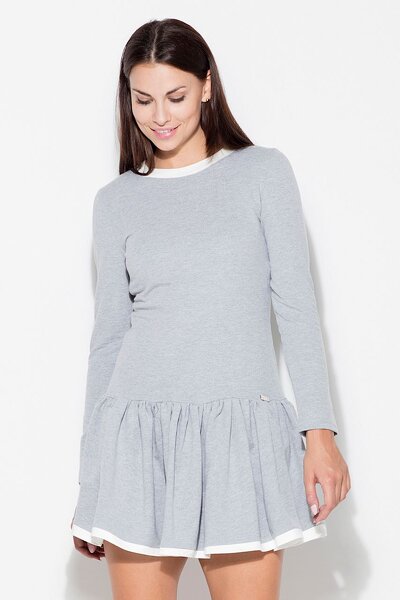 Sukienka z falbaną w szarym kolorze