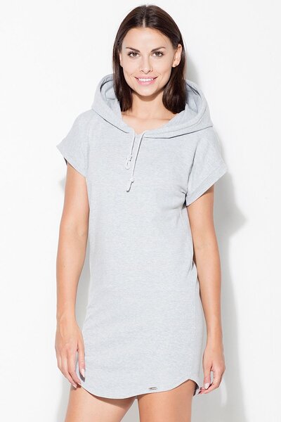Sukienka zaokrąglonym dołem w szarym kolorze