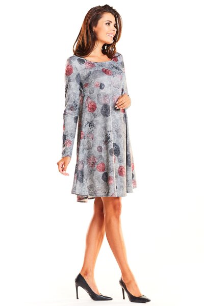 Szara wzorzysta sukienka mini o fasonie oversize