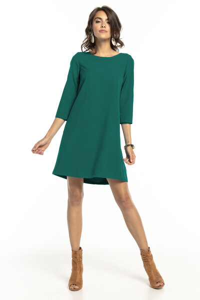 Szmaragdowa sukienka z kontrafałdą na plecach