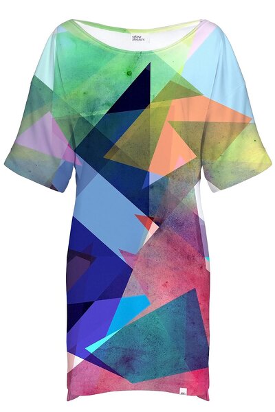 Tęczowa sukienka z wydłużonym tyłem