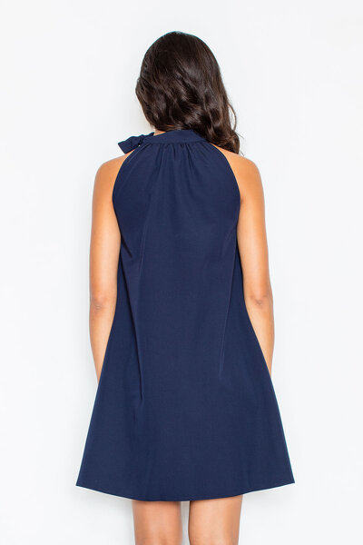 Granatowa sukienka z kokardą