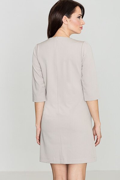 Sukienka mini z rękawem 3/4 w beżowym kolorze