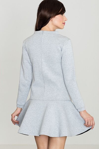 Sukienka z falbanką i długim rękawem w szarym kolorze