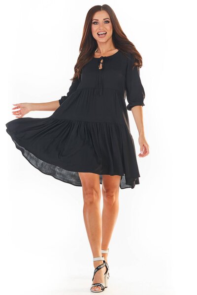 Wiskozowa czarna sukienka o fasonie oversize