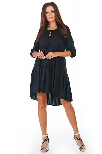 Wiskozowa czarna sukienka o fasonie oversize