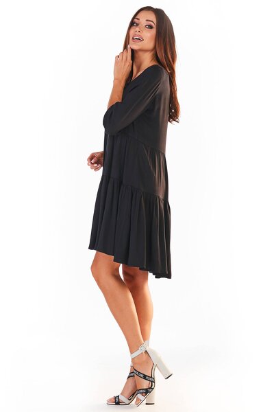 Wiskozowa czarna sukienka o fasonie oversize