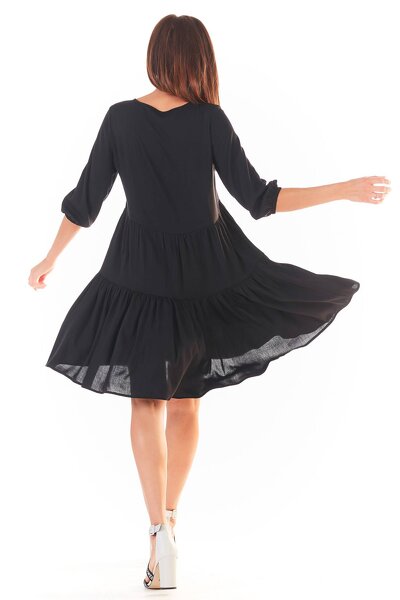 Wiskozowa czarna sukienka o fasonie oversize