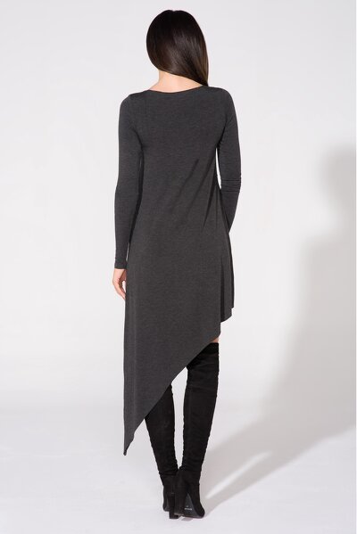 Ciemno szara asymetryczna sukienka