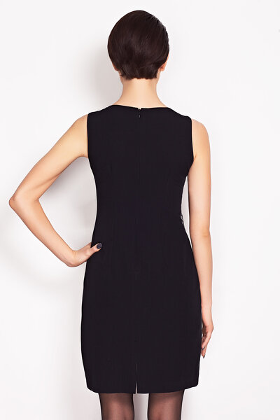 Czarno beżowa sukienka na ramiączkach