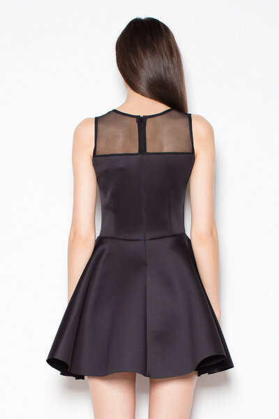 Czarna sukienka bombka bez rękawów