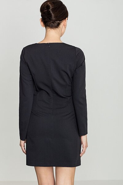 Czarna sukienka mini z dekoltem do szpica