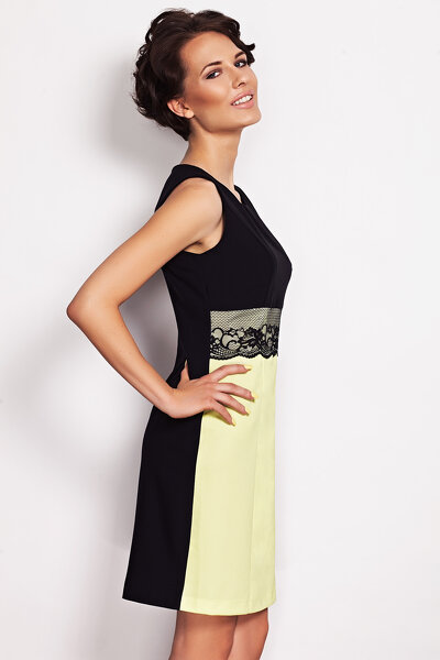 Czarno żółta sukienka na ramiączkach