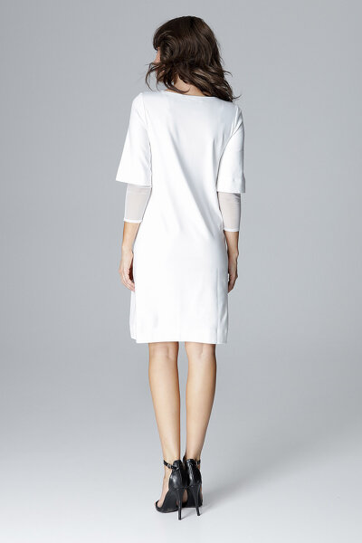 Koktajlowa sukienka z podwójnym rękawem