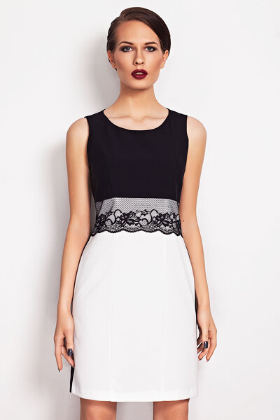 Czarno biała sukienka na ramiączkach