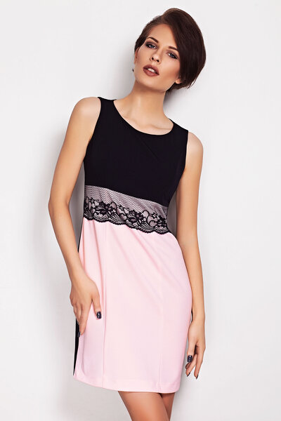 Czarno różowa sukienka na ramiączkach