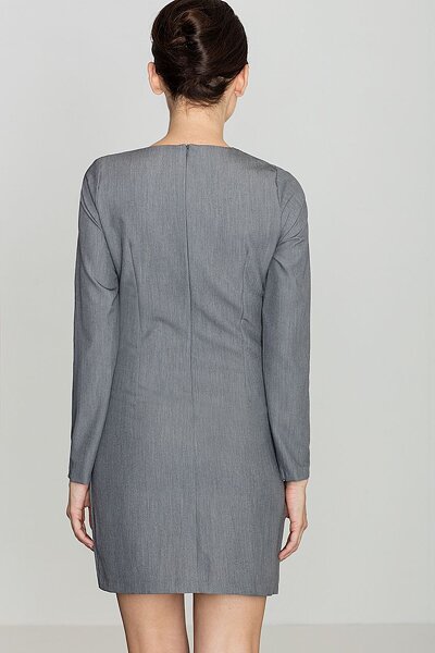 Szara sukienka mini z dekoltem do szpica