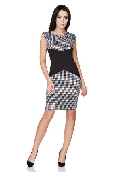 Sukienka wyszczuplająca z czarną wstawką w pasie