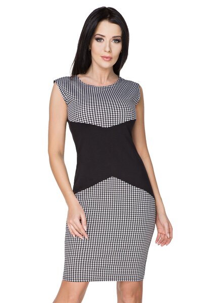 Sukienka wyszczuplająca z czarną wstawką w pasie