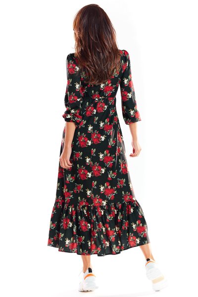 Wzorzysta asymetryczna sukienka w czarnej kolorystyce