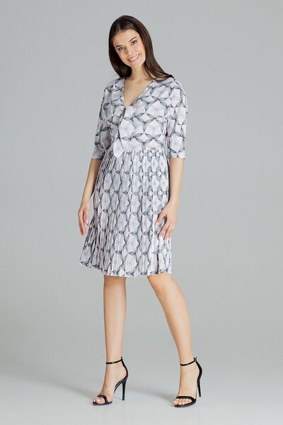 Wzorzysta plisowana sukienka midi