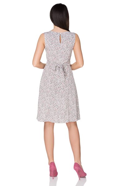 Sukienka rozkloszowana z kokardą w drobne kwiaty