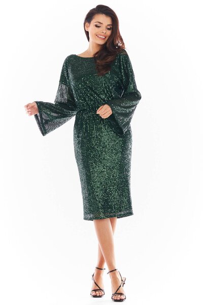 Zielona cekinowa sukienka z dekoltem na plecach