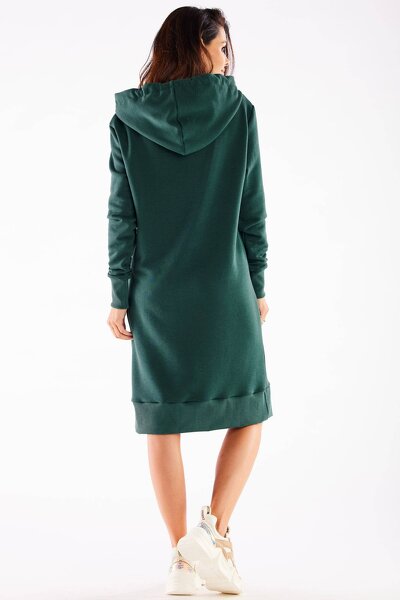 Zielona sportowa sukienka o fasonie bluzy z kapturem