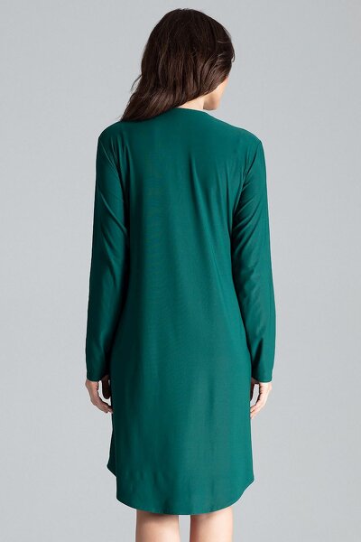Zielona koszulowa sukienka zapinana z przodu