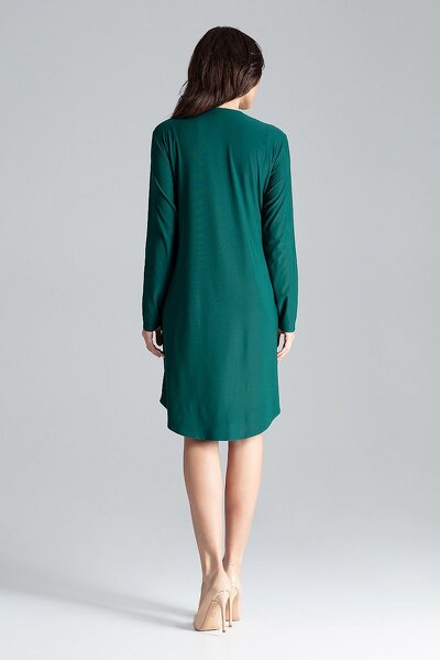Zielona koszulowa sukienka zapinana z przodu