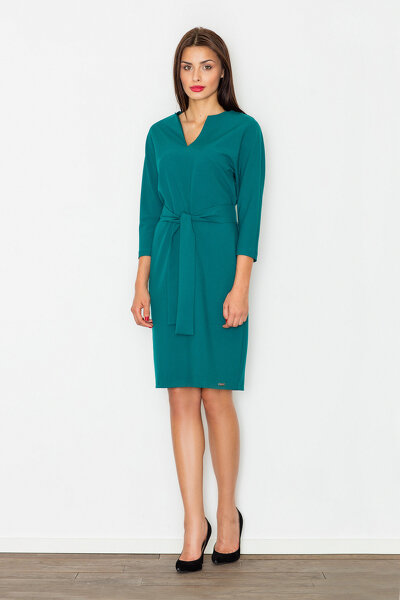 Sukienka ołówkowa wiązana w pasie w zielonym kolorze