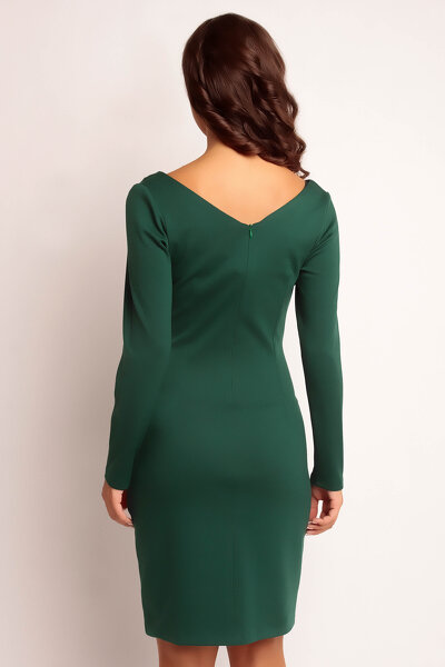 Zielona ołówkowa sukienka z głębokim dekoltem
