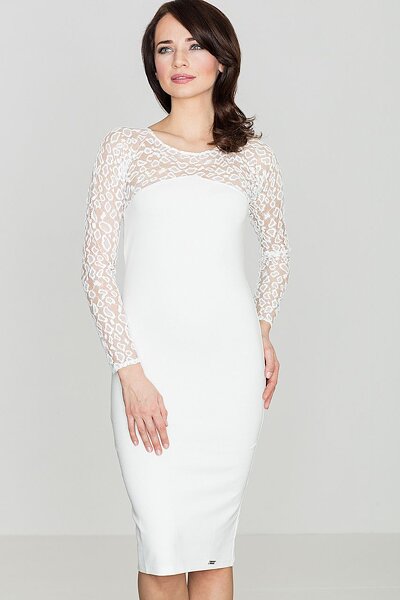 Koronkowa sukienka midi w kolorze ecru