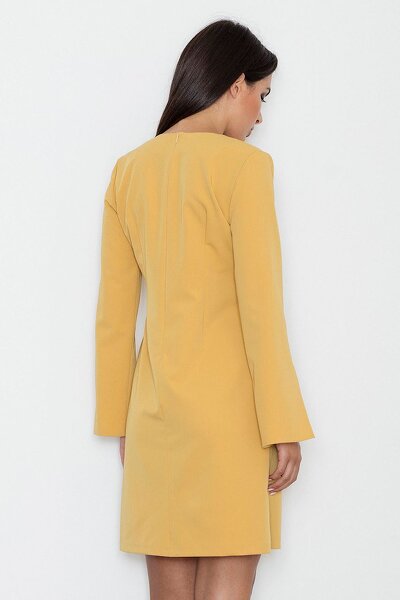 Sukienka z dekoltem w serek w żółtym kolorze